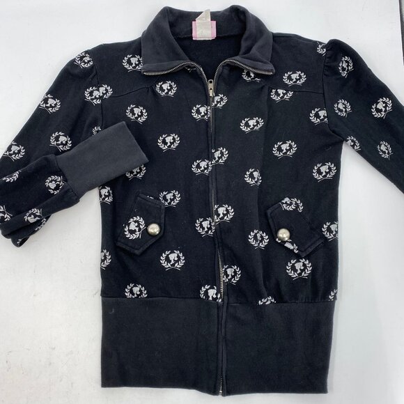 Patricia Field Black Silver Barbie Glitter Zip-Up Sweatshirt | Size M - Picture 4 of 9